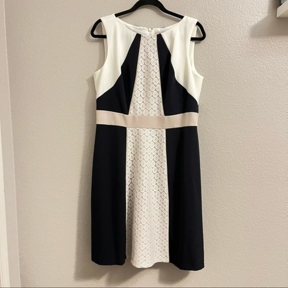 COPY - Colorblock Lace Inset Sheath Dress - Picture 1 of 5
